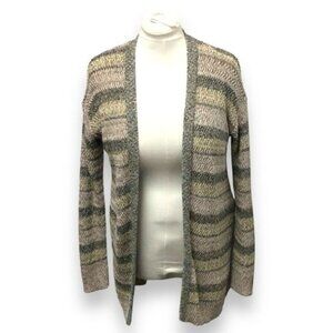 Lane Bryant Women’s Open Front Longline Striped Cardigan, Tan, size 14/16